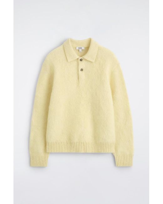 COS Yellow Brushed Mohair-Blend Polo Sweater for men