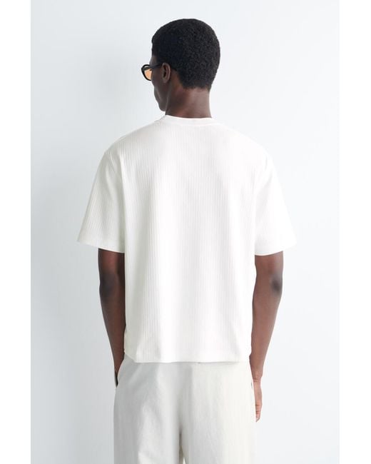 COS White Heavyweight Ribbed T-Shirt for men