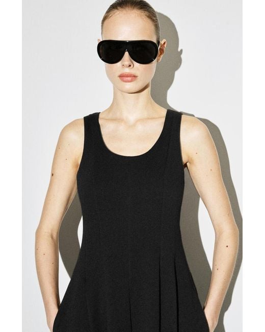 COS Black Sculpted Cotton Midi Dress