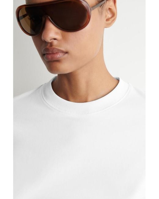 COS White Clean Cut Long-Sleeved T-Shirt