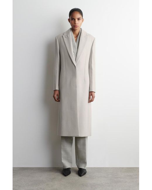 COS Natural Tailored Wool-Twill Long Coat