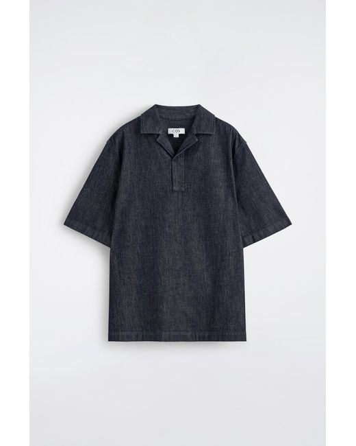COS Blue Denim Popover Shirt for men