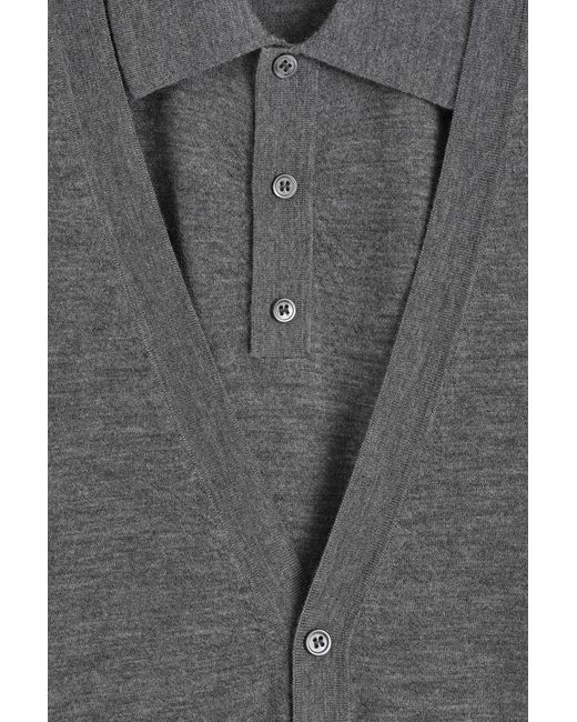 COS Gray Layered Fine Cashmere Polo Cardigan for men