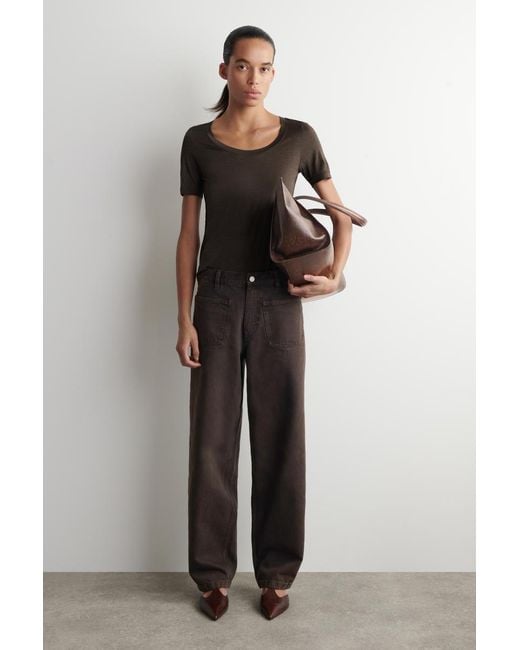 COS Black Slim Silk T-Shirt
