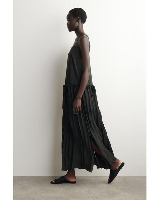 COS Black Appliquéd Panelled Midi Dress