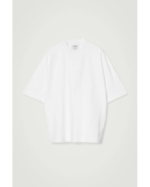 COS White Oversized Heavyweight Mock-neck T-shirt for men