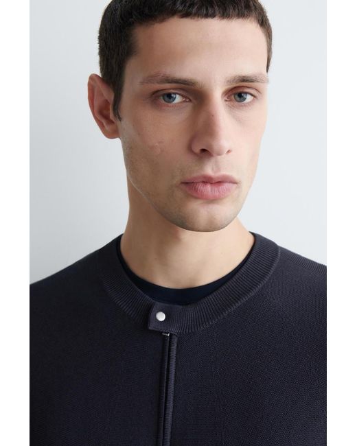 COS Blue Racer-Neck Knitted Jacket for men