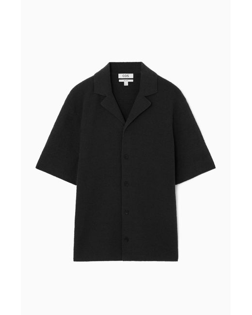 COS Black Short-sleeved Bouclé-knit Shirt for men