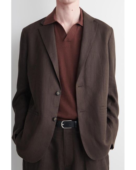COS Brown Single-Breasted Linen Blazer for men