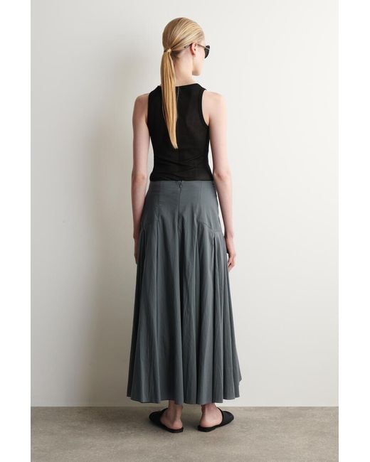 COS Gray Paneled A-Line Maxi Skirt