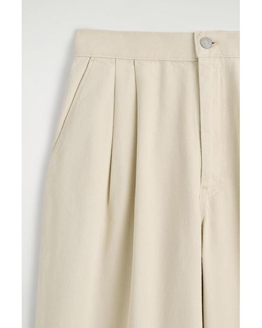 COS Natural Pleated Wide-Leg Denim Pants