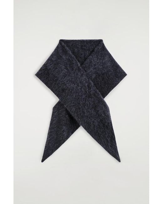 COS Blue Brushed-Cashmere Triangle Scarf