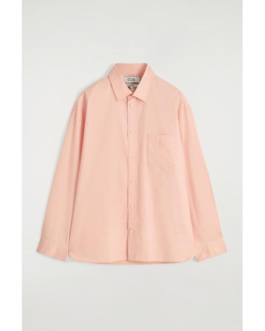 COS Wide Oversized Cotton Oxford Shirt In Orange for men