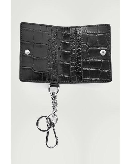 COS Black Croc-effect Leather Wallet for men