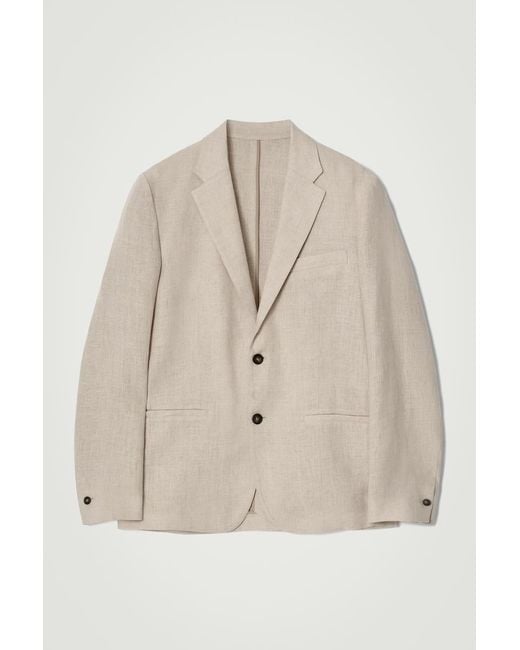 COS Natural Single-Breasted Linen Blazer for men