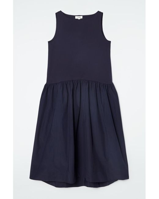 COS Blue Voluminous Sleeveless Midi Dress
