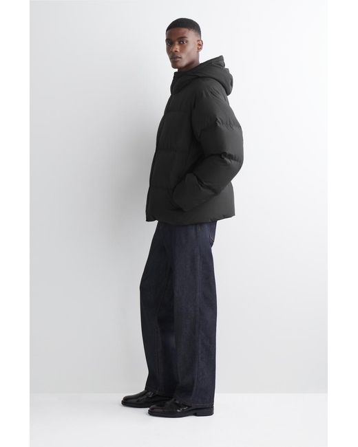 COS Black Hooded Down Puffer Jacket for men
