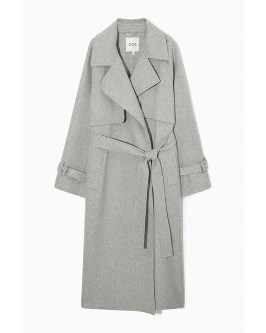 COS Gray Double-faced Wool Trench Coat
