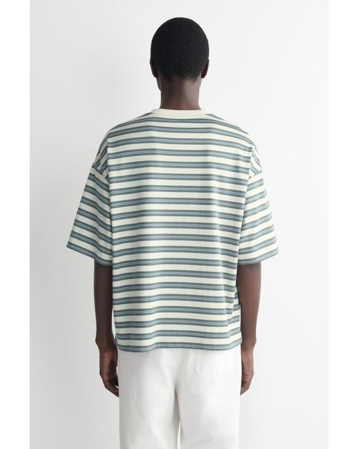 COS Gray Oversized Striped Cotton T-Shirt for men