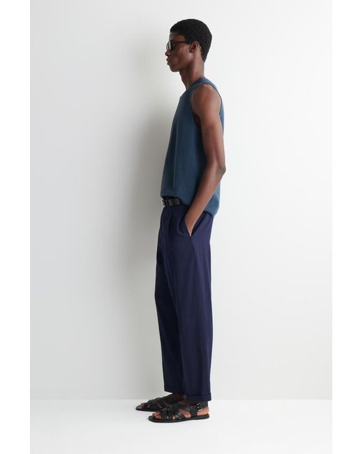 COS Blue Knitted Linen Tank Top for men