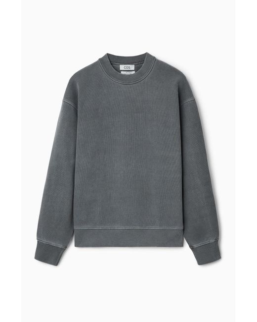 COS Gray Garment-dyed Mock-neck Sweatshirt for men
