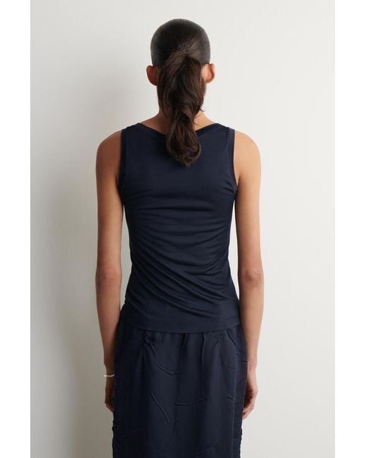 COS Blue Scoop-Neck Silk-Jersey Tank Top