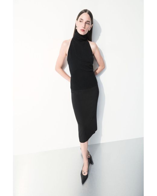 COS Black The Tailored Silk-blend Midi Skirt