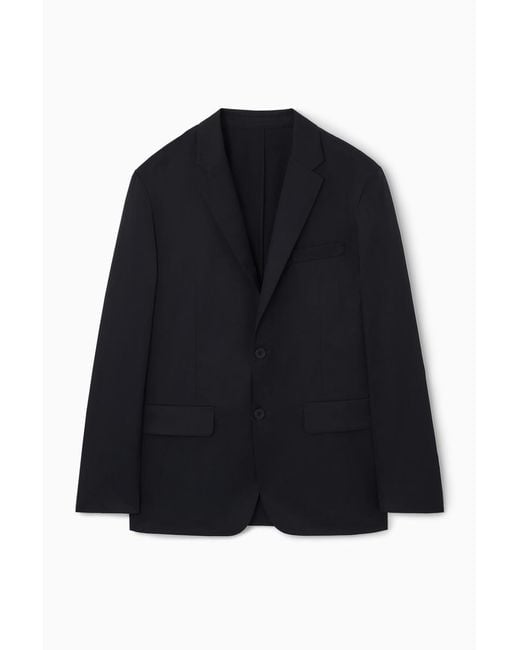 COS Black Regular Cotton Single-breasted Blazer for men
