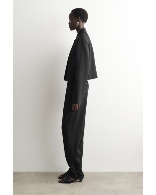 COS Black Cropped Structured Linen Blazer