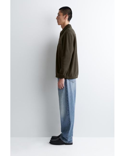 COS Green Boiled-Wool Zip-Up Polo Jumper for men