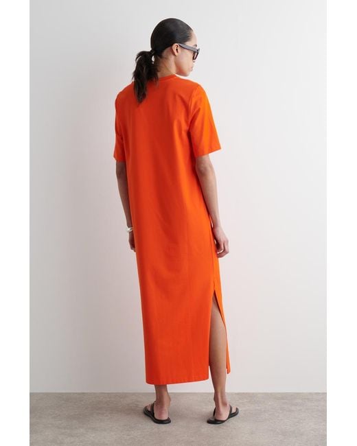 open lace back dress Tibi 4 Ply Silk Tshirt Dress Red Orange main image 0