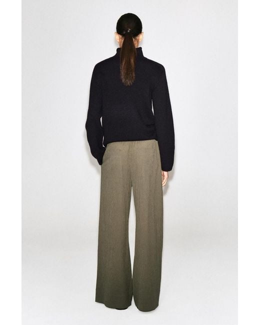 COS Green Crinkled-Jersey Wide-Leg Pants