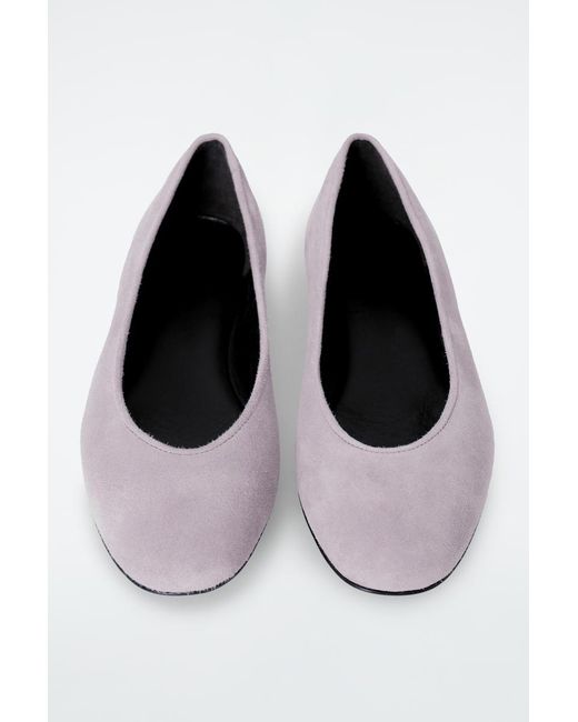 COS White Suede Ballet Flats