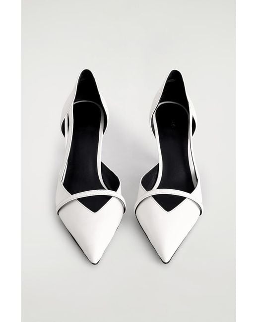 COS White Strap-Detail Leather Pumps