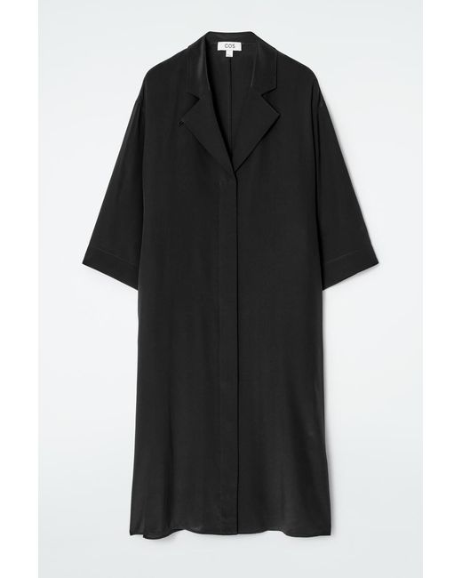 COS Black Belted Silk Shirt Dress