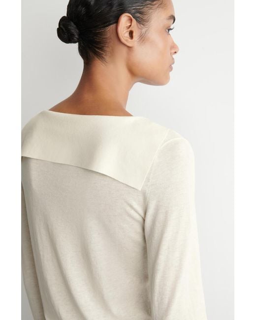 COS Natural Sailor-Collar Knitted Cotton-Silk Shirt