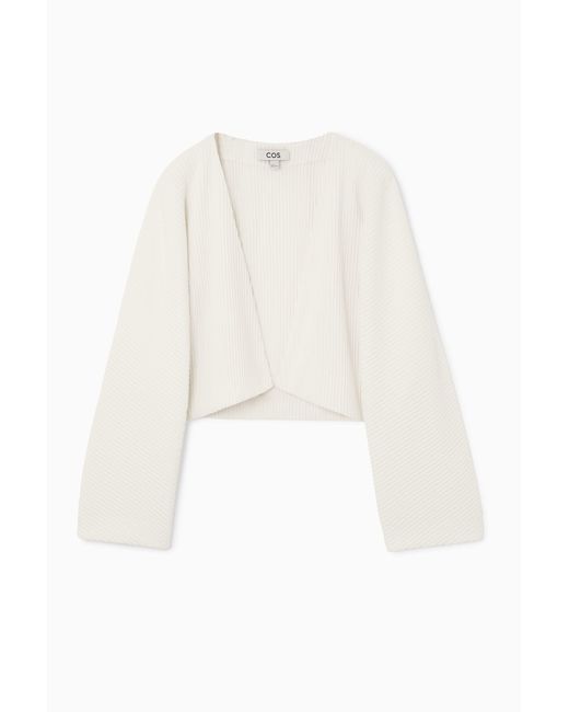 COS White Plissé Bolero Jacket