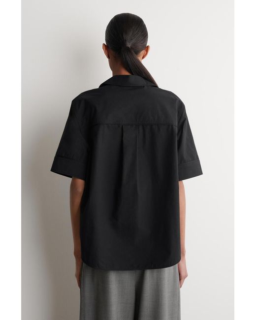 COS Black Oversized Short-Sleeved Cotton Shirt