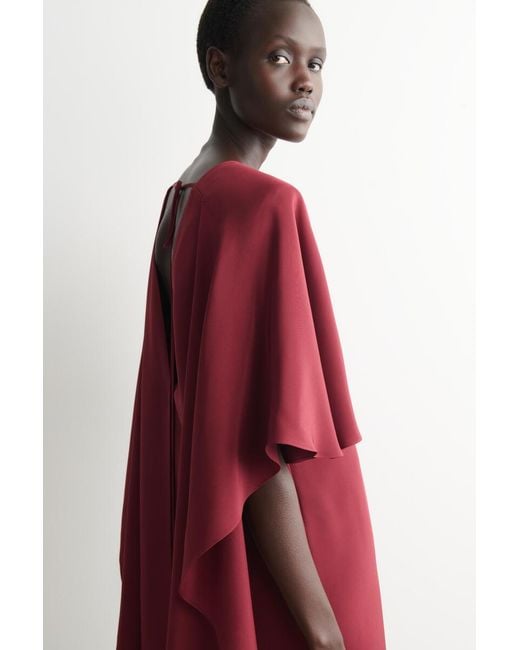 COS Red Draped Silk Mini Dress