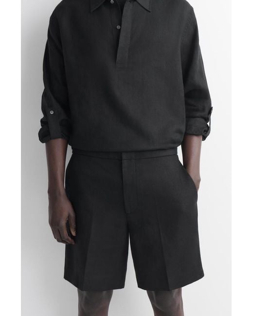 COS Black Tailored Linen Shorts for men