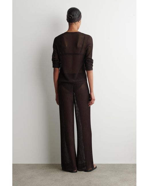COS Brown Ribbed Open-Knit Pants