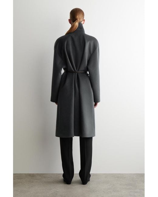 COS Gray Tailored Wool-Zibeline Long Coat