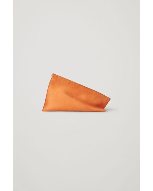 COS Orange Suede Geometric Clutch Bag