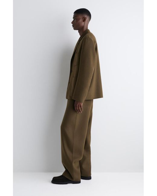COS Green Split Wool Wide-Leg Trousers for men