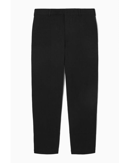 COS Tapered Cottonjersey Pants in Black for Men Lyst