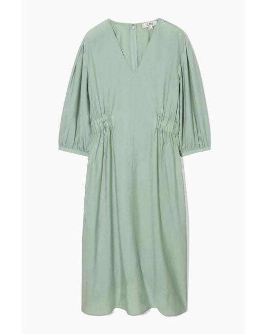COS Green Voluminöses Kleid Mit V-ausschnitt