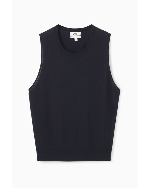 COS Blue Silk Knitted Tank Top for men