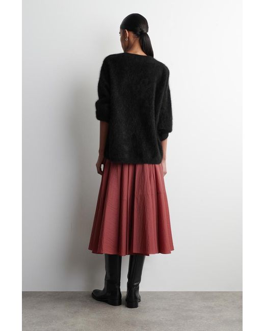 COS Red Circle-Cut Midi Skirt