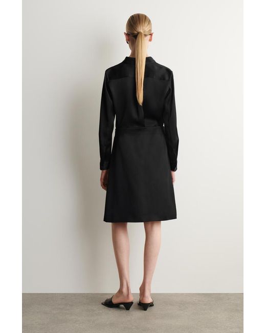 COS Black Satin Wrap Skirt