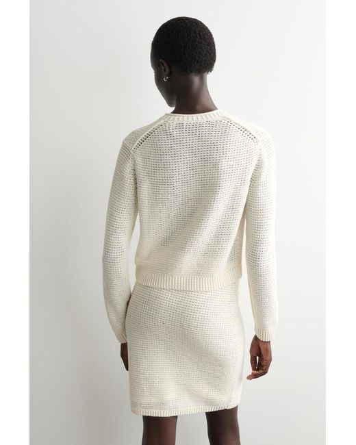 COS White Textured Knitted Cotton Cardigan